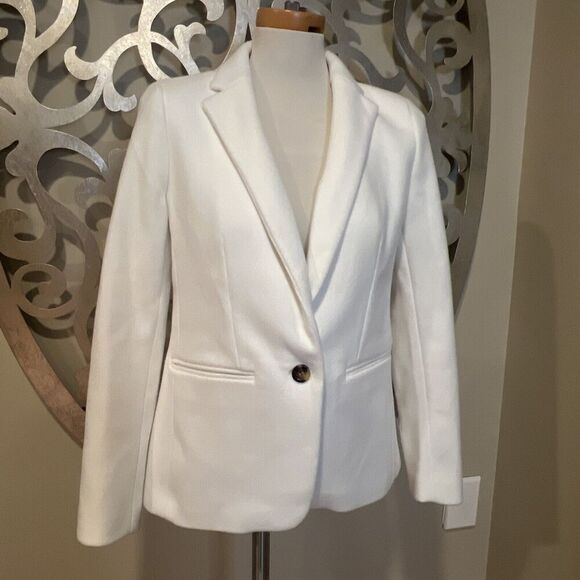 Ann Taylor Hutton Blazer Size 4 White Soft Jacket Brushed Knit NEW NWT - Picture 1 of 8